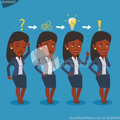 Image of Business woman having idea vector illustration.