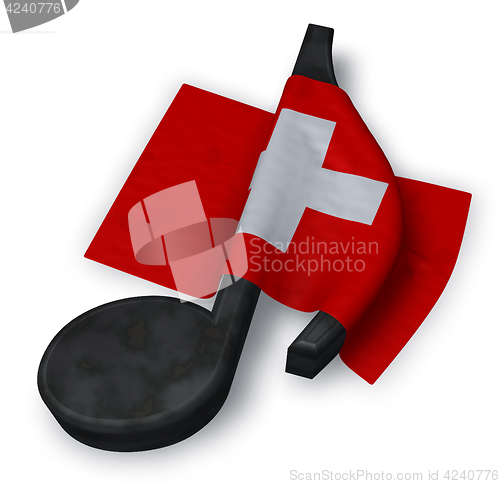 Image of music note symbol and swiss flag - 3d rendering