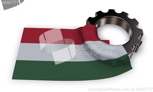 Image of gear wheel and flag of hungaria - 3d rendering