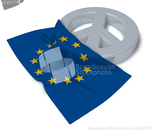 Image of peace symbol and flag of the european union - 3d rendering