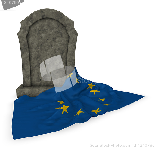 Image of gravestone and flag of the european union - 3d rendering