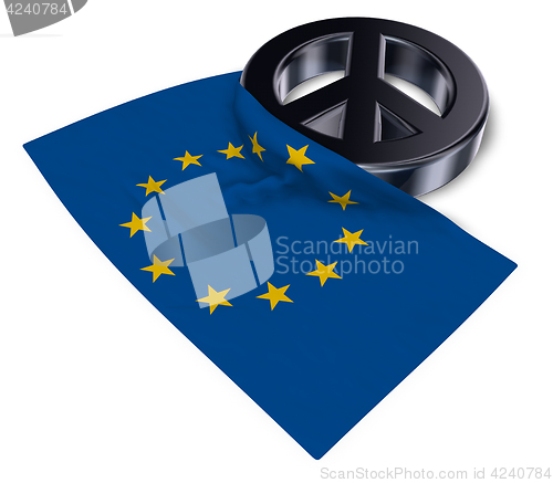 Image of peace symbol and flag of the european union - 3d rendering