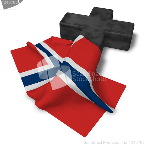 Image of christian cross and flag of norway - 3d rendering