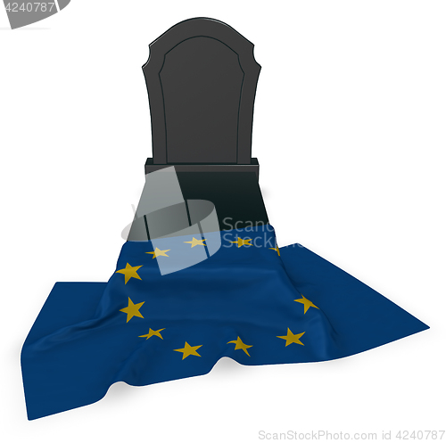 Image of gravestone and flag of the european union - 3d rendering