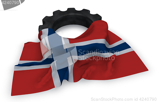 Image of gear wheel and flag of norway - 3d rendering