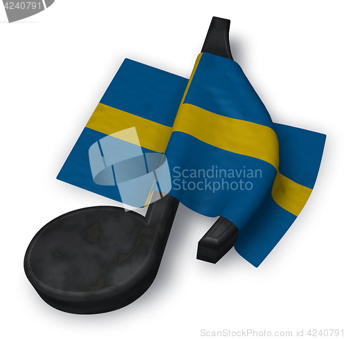 Image of music note and flag of sweden - 3d rendering