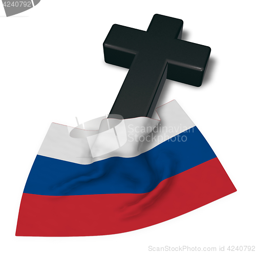 Image of christian cross and flag of russia - 3d rendering