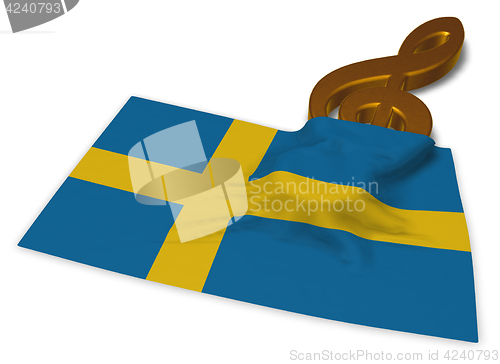 Image of clef symbol and flag of sweden - 3d rendering