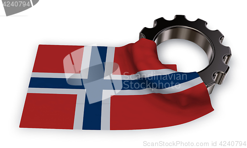 Image of gear wheel and flag of norway - 3d rendering