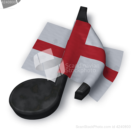 Image of music note symbol and english flag - 3d rendering
