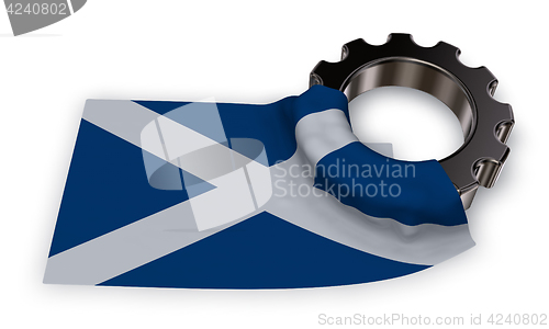 Image of gear wheel and flag of scotland - 3d rendering