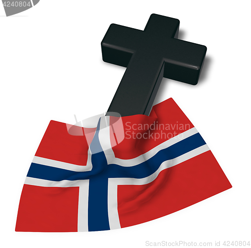 Image of christian cross and flag of norway - 3d rendering