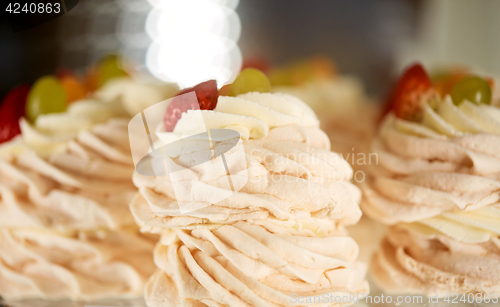 Image of close up of meringue dessert with berries