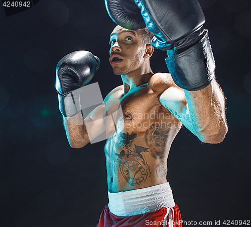 Image of Afro american male boxer.