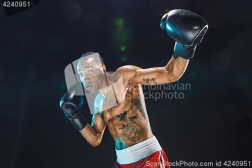 Image of Afro american male boxer.