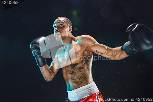 Image of Afro american male boxer.