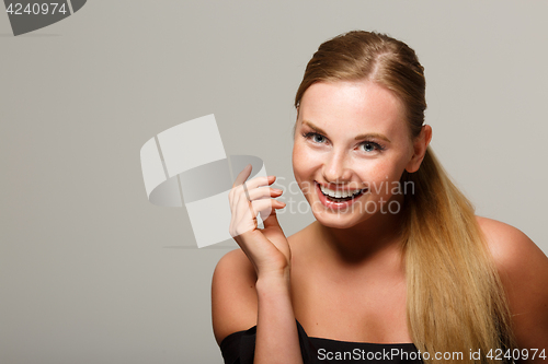 Image of Beautiful model on gray background