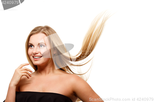 Image of Young woman with long hair