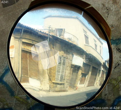 Image of Old buildings mirrored. Nicosia. Cyprus