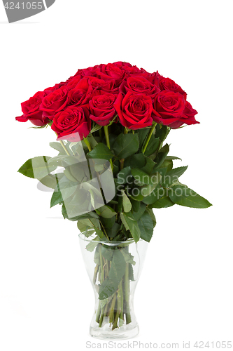 Image of Bouquet of fresh valentine red roses isolated