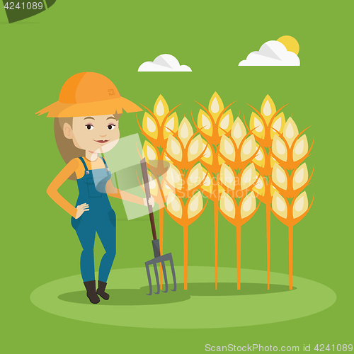 Image of Farmer with pitchfork vector illustration.