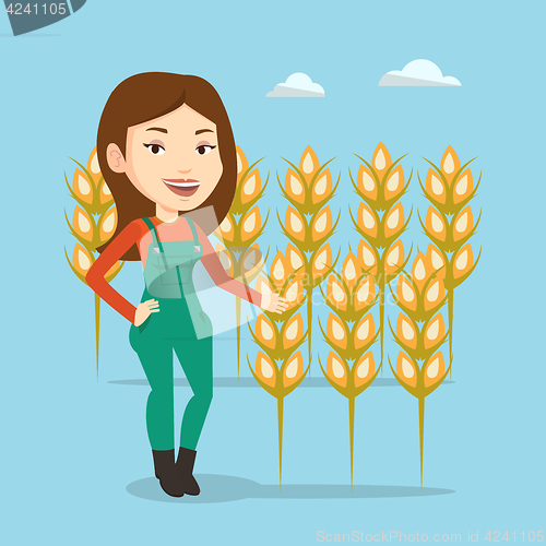 Image of Farmer in wheat field vector illustration.