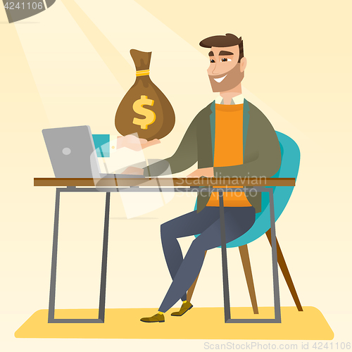 Image of Businessman earning money from online business.