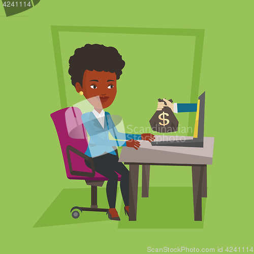 Image of Business woman earning money from online business.