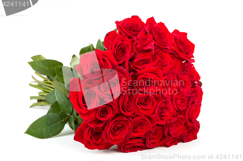 Image of Bouquet of fresh valentine red roses isolated