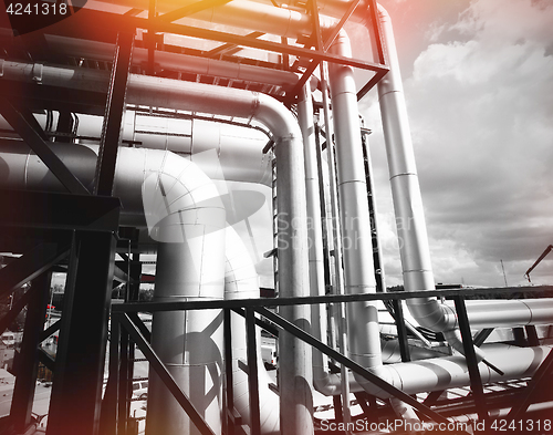 Image of Industrial zone, Steel equipment against blue sky