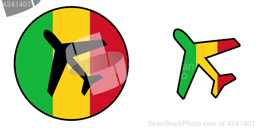 Image of Nation flag - Airplane isolated - Mali