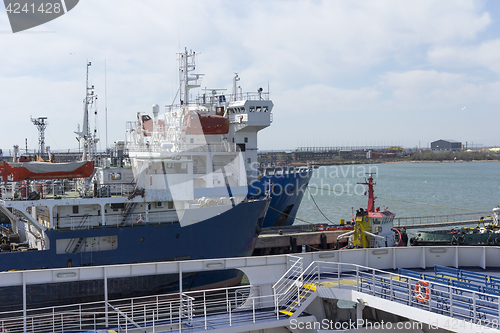 Image of Ships are in port near the pier