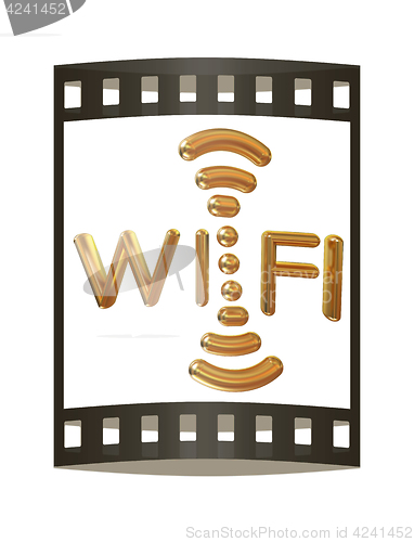 Image of Gold wifi icon for new year holidays. 3d illustration. The film 