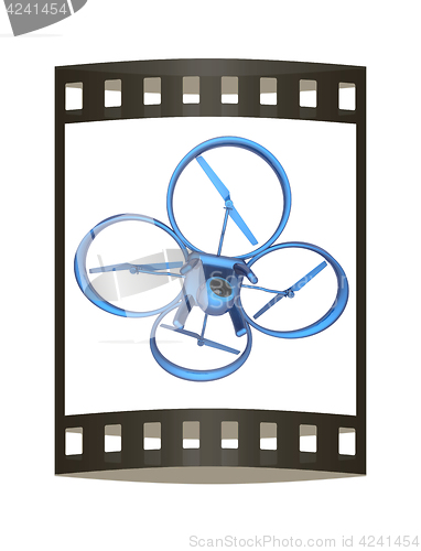 Image of Drone, quadrocopter, with photo camera flying. 3d render. The fi