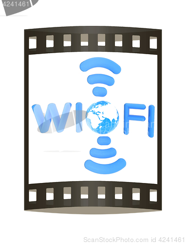 Image of wifi earth icon. 3d illustration. The film strip