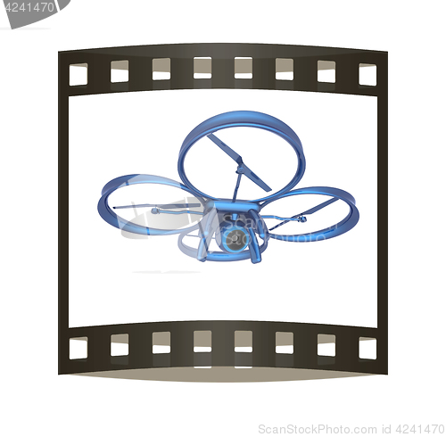 Image of Drone, quadrocopter, with photo camera flying. 3d render. The fi