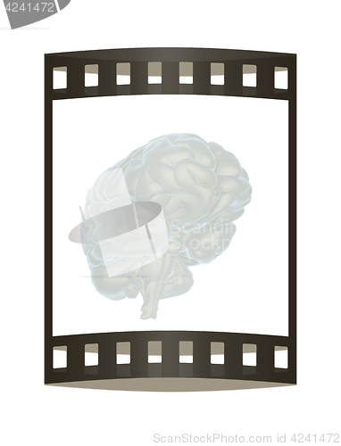 Image of 3D illustration of human brain. The film strip