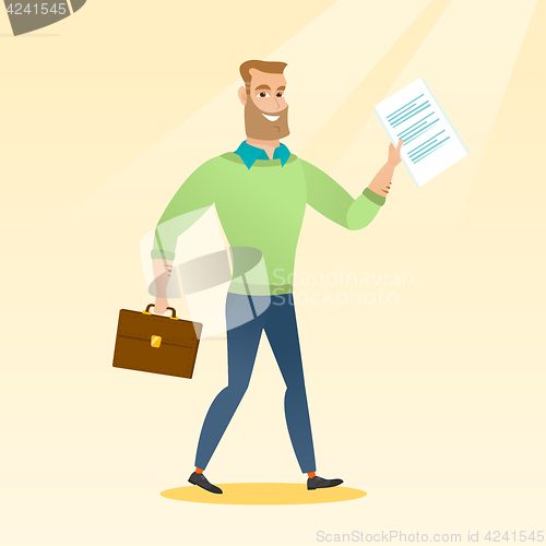 Image of Happy business woman running vector illustration.