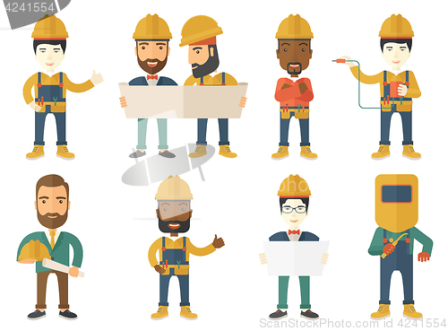 Image of Vector set of constructors and builders characters