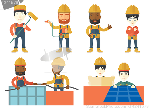 Image of Vector set of constructors and builders characters