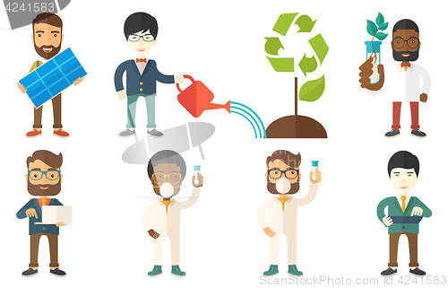 Image of Vector set of characters on ecology issues.