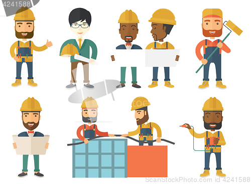 Image of Vector set of constructors and builders characters
