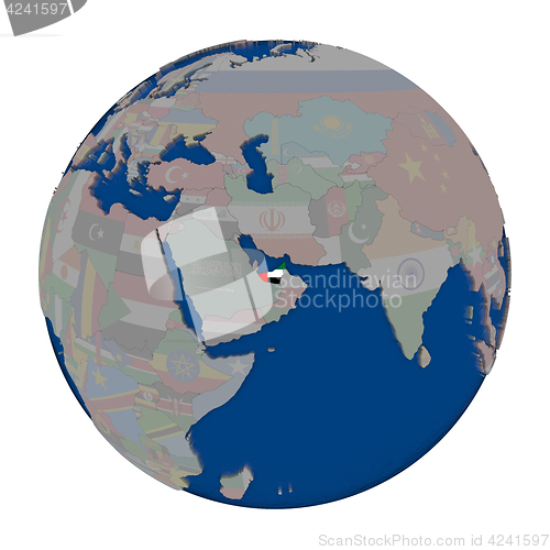 Image of United Arab Emirates on political globe