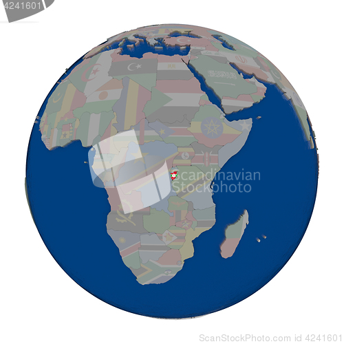 Image of Burundi on political globe