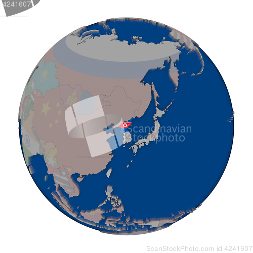 Image of North Korea on political globe