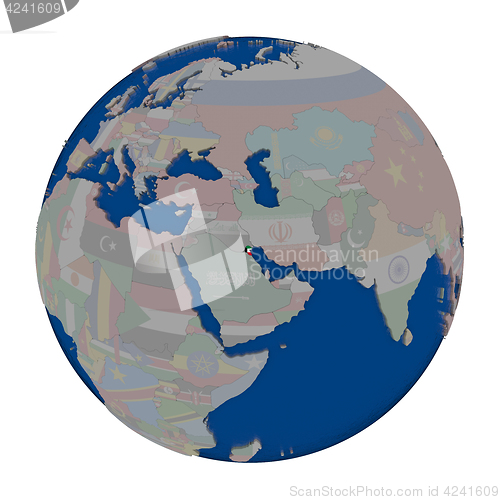 Image of Kuwait on political globe