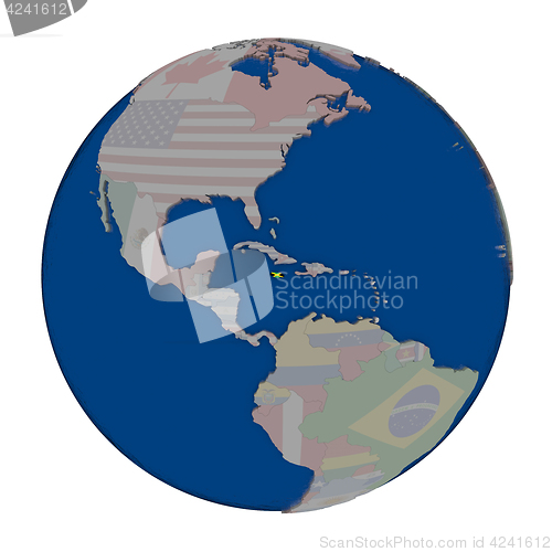 Image of Jamaica on political globe