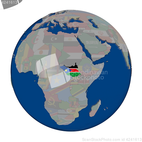 Image of South Sudan on political globe