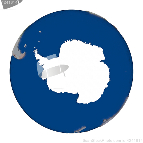 Image of Antarctica on political globe