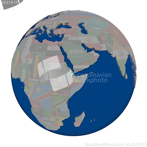 Image of Djibouti on political globe